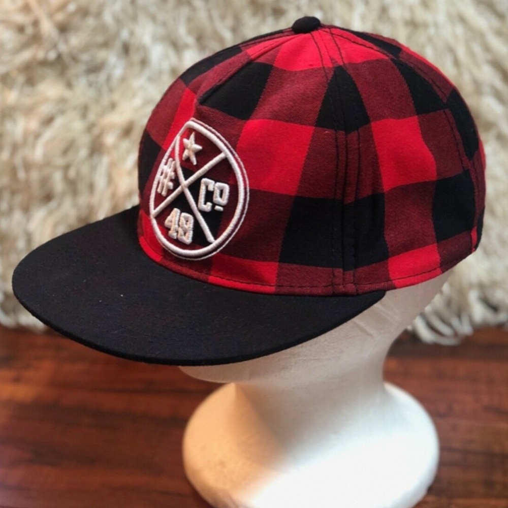 Red Black Checkered Baseball Adjustable Back Cap H - image 2